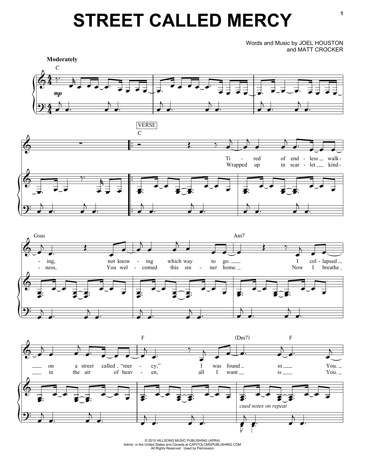 Hillsong United Street Called Mercy sheet music notes and chords. Download Printable PDF.