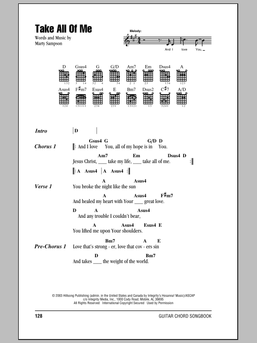 Hillsong United Take All Of Me sheet music notes and chords. Download Printable PDF.