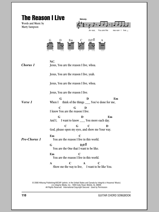 Hillsong United The Reason I Live sheet music notes and chords. Download Printable PDF.