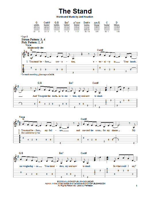 Joel Houston The Stand sheet music notes and chords. Download Printable PDF.