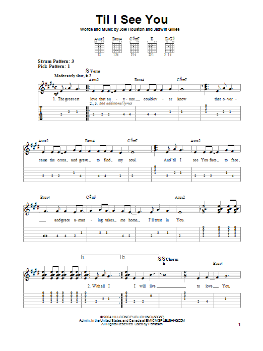 Hillsong London Til I See You sheet music notes and chords arranged for Piano, Vocal & Guitar Chords (Right-Hand Melody)