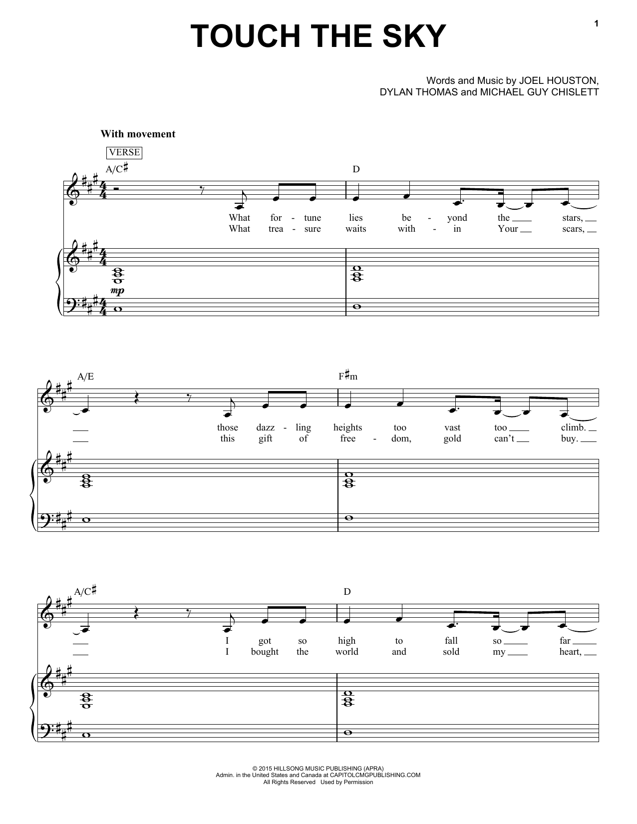 Hillsong United Touch The Sky sheet music notes and chords. Download Printable PDF.