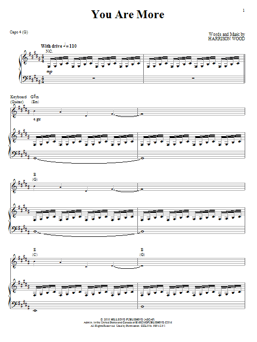 Learn to play Hillsong United You Are More sheet music for Piano, Vocal & Guitar Chords (Right-Hand Melody) in minutes. Price: 7.8900$ Hillsong United You Are More sheet music notes and chords arranged for Piano, Vocal & Guitar Chords (Right-Hand Melody)