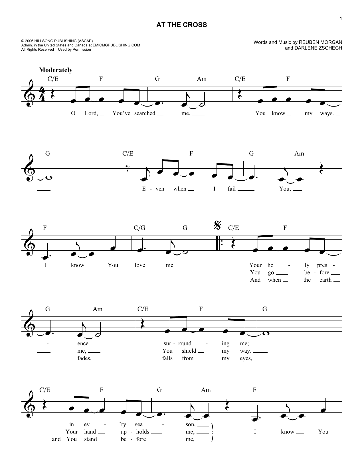 Reuben Morgan At The Cross sheet music notes and chords. Download Printable PDF.