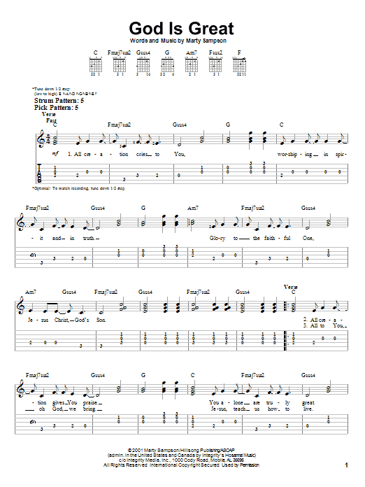 Marty Sampson God Is Great sheet music notes and chords. Download Printable PDF.