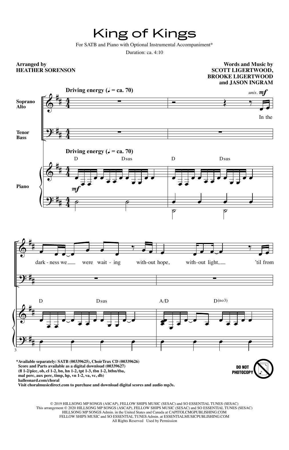 Hillsong Worship King Of Kings (arr. Heather Sorenson) sheet music notes and chords. Download Printable PDF.