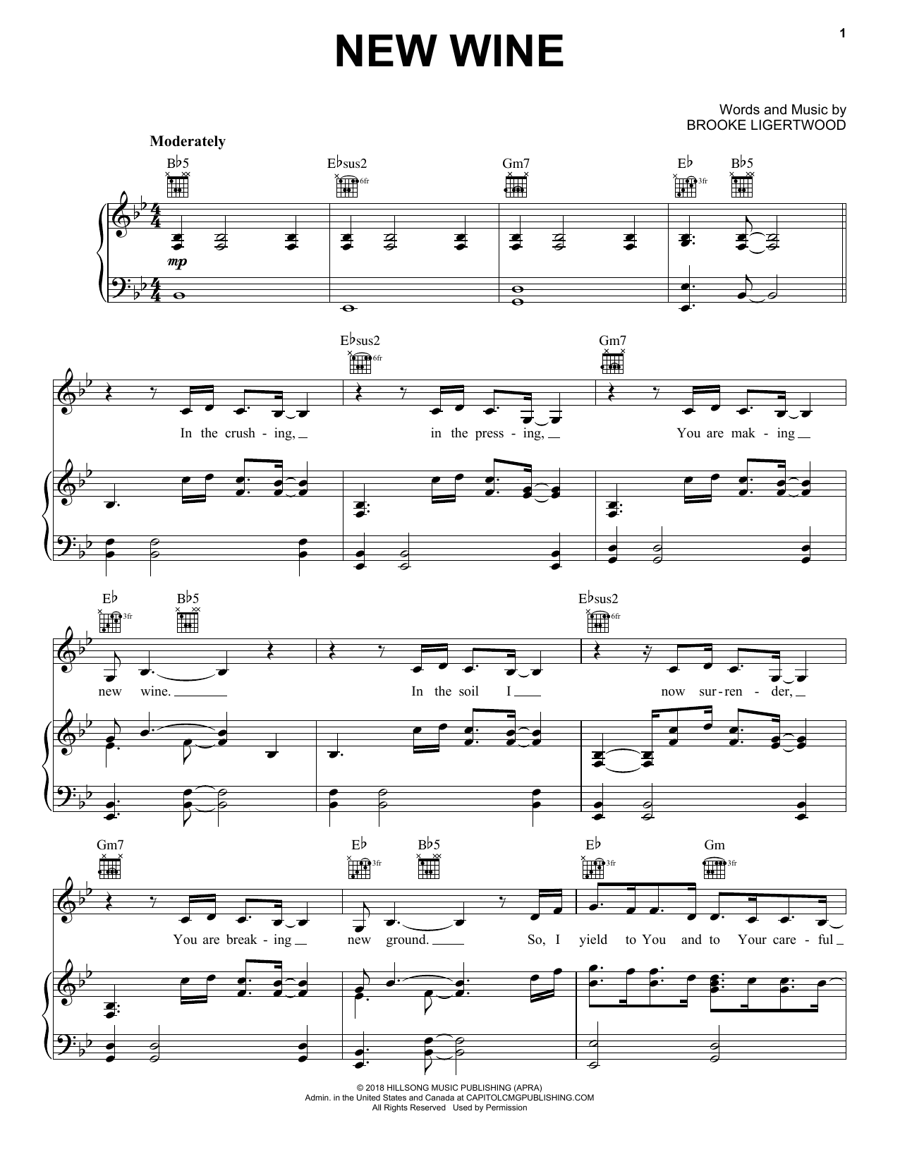 Hillsong Worship New Wine sheet music notes and chords. Download Printable PDF.