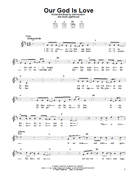 Joel Houston Our God Is Love sheet music notes and chords. Download Printable PDF.