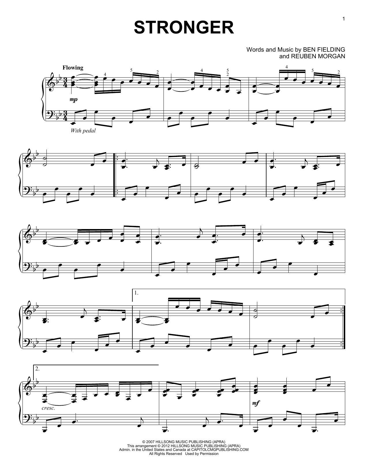 Reuben Morgan Stronger sheet music notes and chords. Download Printable PDF.