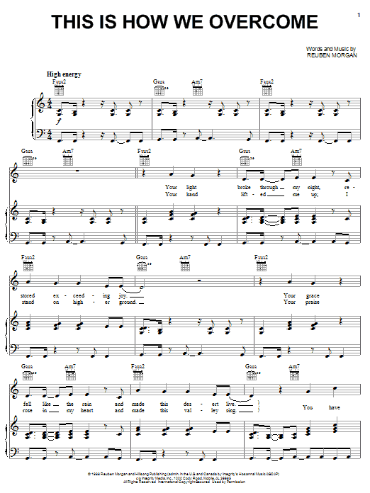 Learn to play Reuben Morgan This Is How We Overcome sheet music for Piano, Vocal & Guitar Chords (Right-Hand Melody) in minutes. Price: 7.8900$ Reuben Morgan This Is How We Overcome sheet music notes and chords arranged for Piano, Vocal & Guitar Chords (Right-Hand Melody)