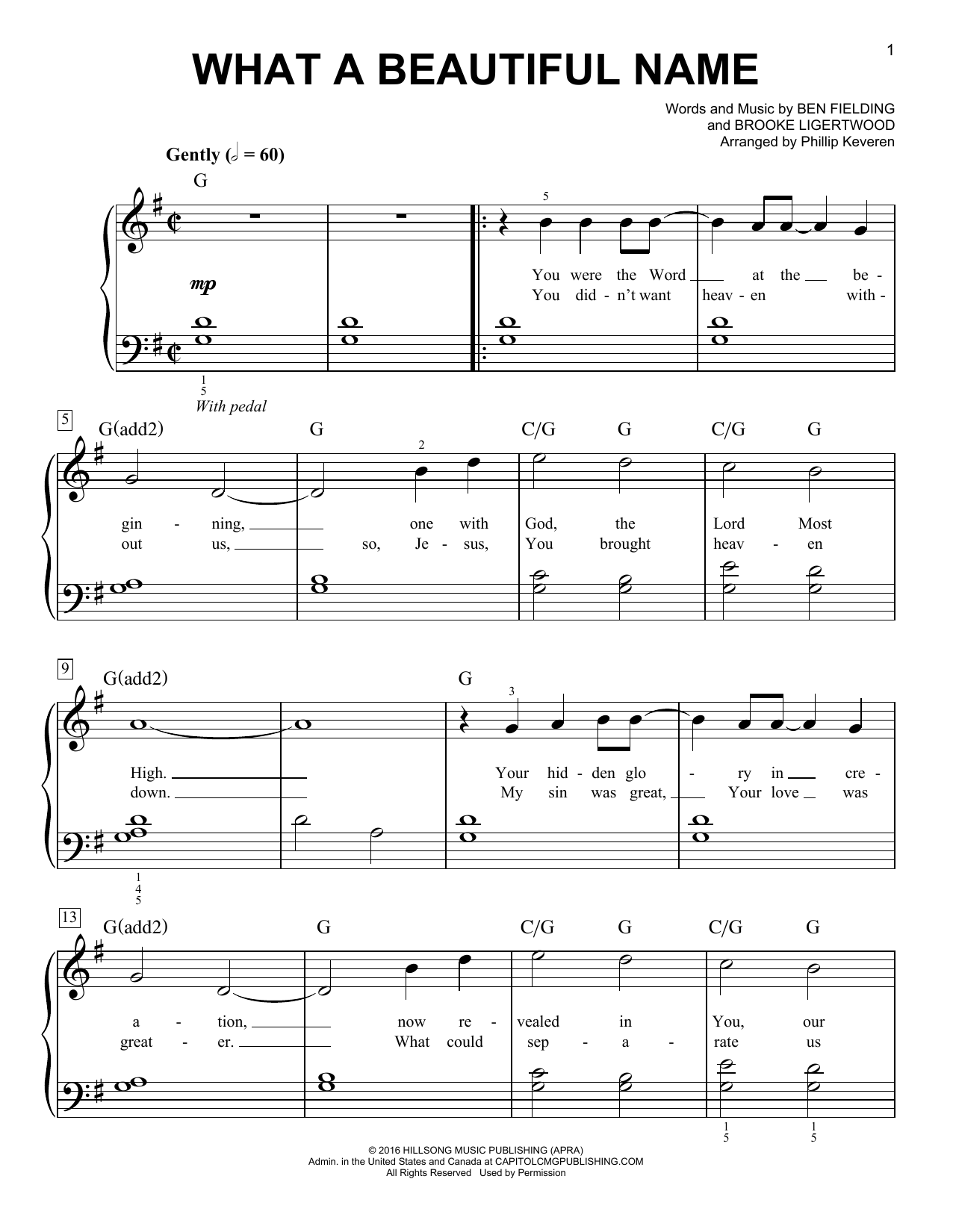 Hillsong Worship What A Beautiful Name (arr. Phillip Keveren) sheet music notes and chords. Download Printable PDF.