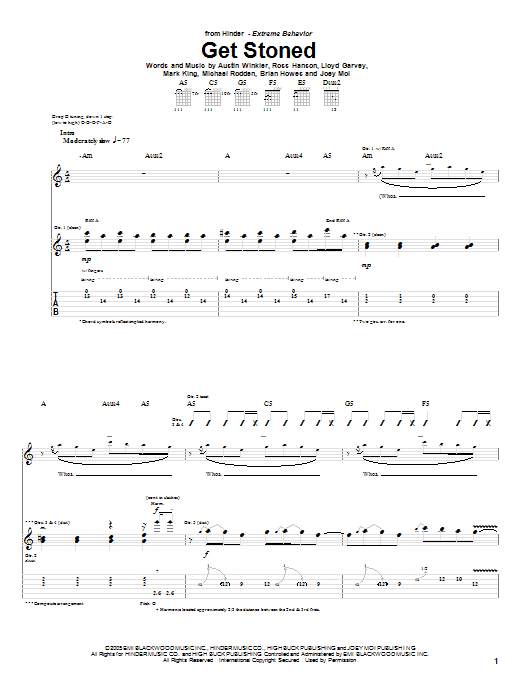 Learn to play Hinder Get Stoned sheet music for Guitar Tab in minutes. Price: 7.8900$ Hinder Get Stoned sheet music notes and chords arranged for Guitar Tab
