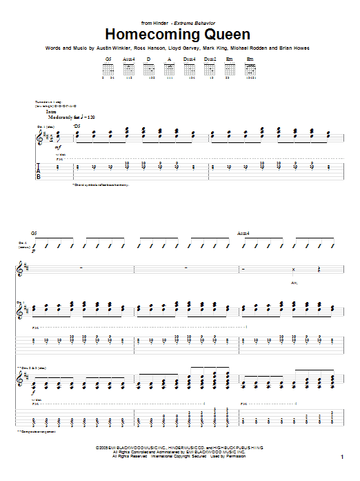 Learn to play Hinder Homecoming Queen sheet music for Guitar Tab in minutes. Price: 7.8900$ Hinder Homecoming Queen sheet music notes and chords arranged for Guitar Tab