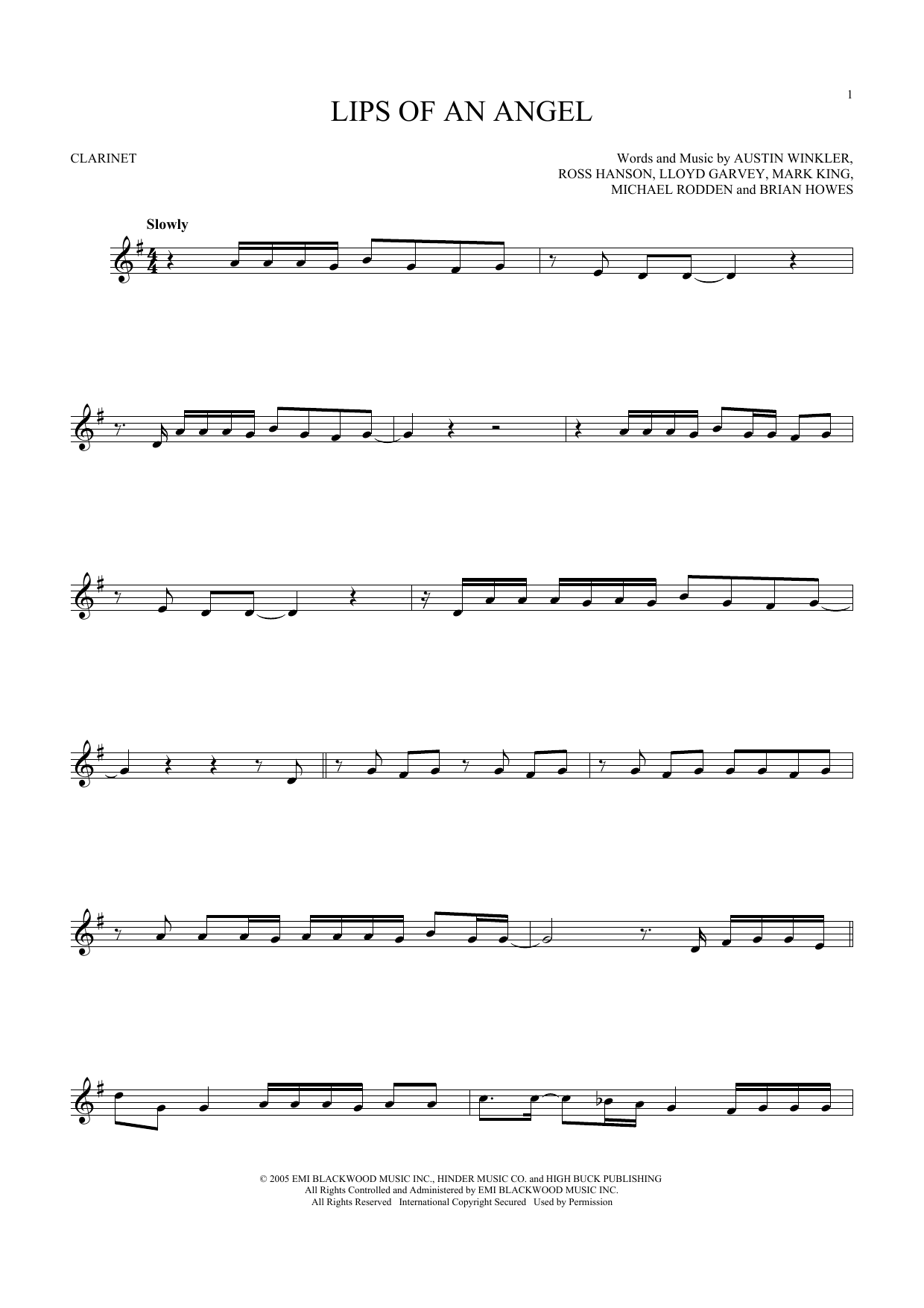 Hinder Lips Of An Angel sheet music notes and chords. Download Printable PDF.