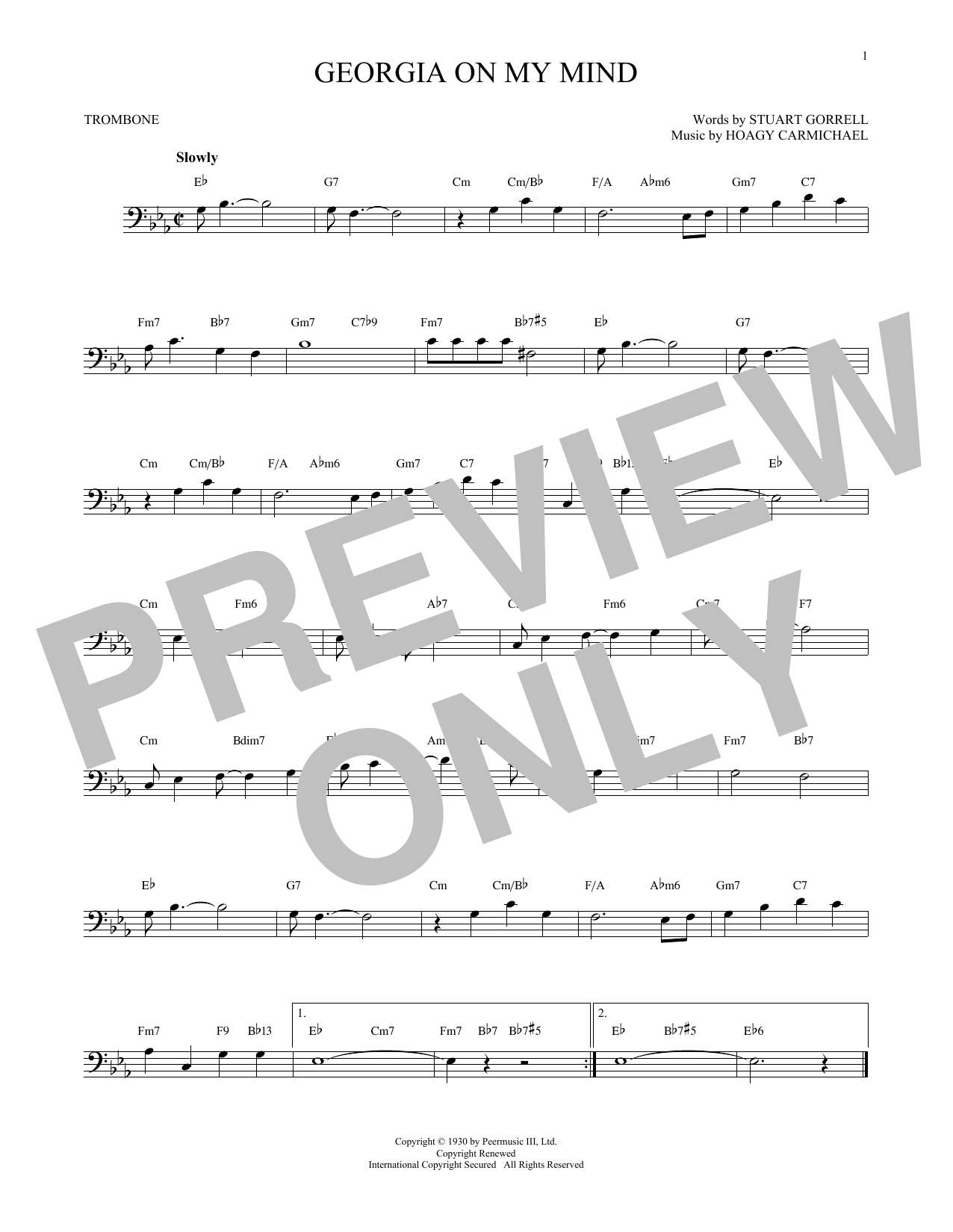 Hoagy Carmichael Georgia On My Mind sheet music notes and chords. Download Printable PDF.