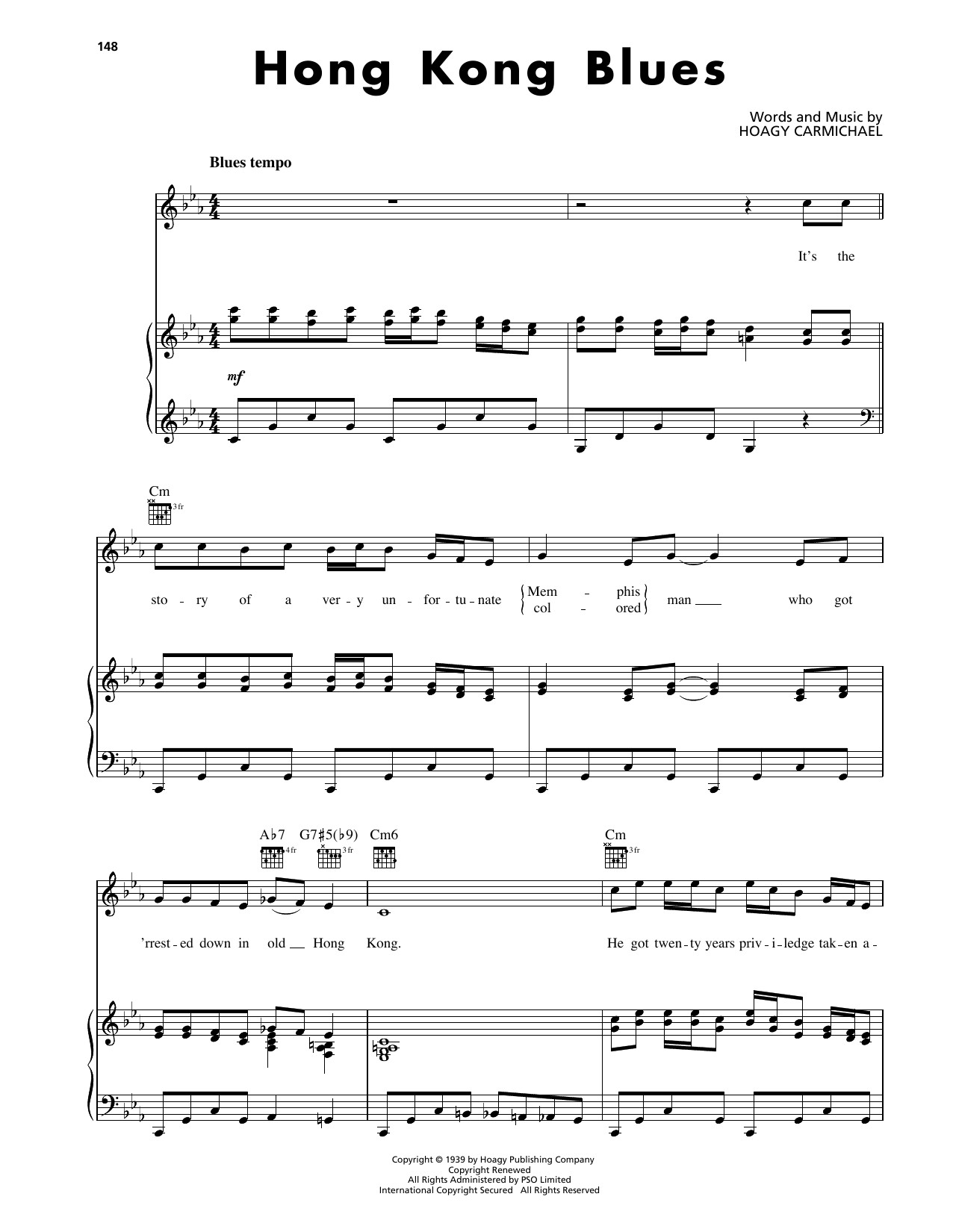 Hoagy Carmichael Hong Kong Blues sheet music notes and chords. Download Printable PDF.