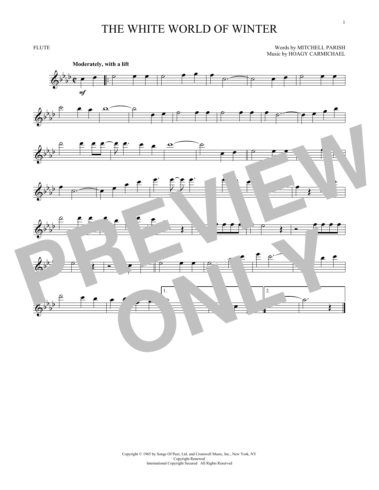 Hoagy Carmichael The White World Of Winter sheet music notes and chords. Download Printable PDF.