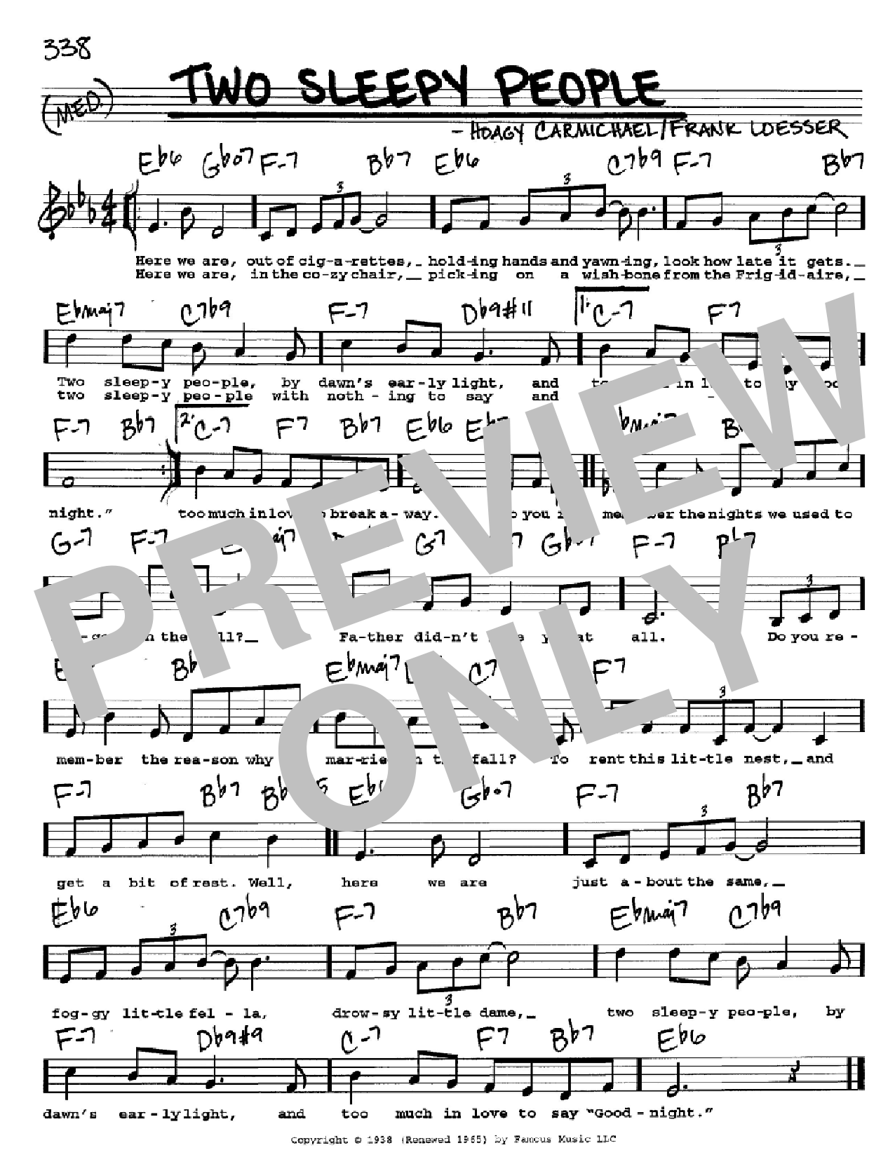 Hoagy Carmichael Two Sleepy People sheet music notes and chords. Download Printable PDF.