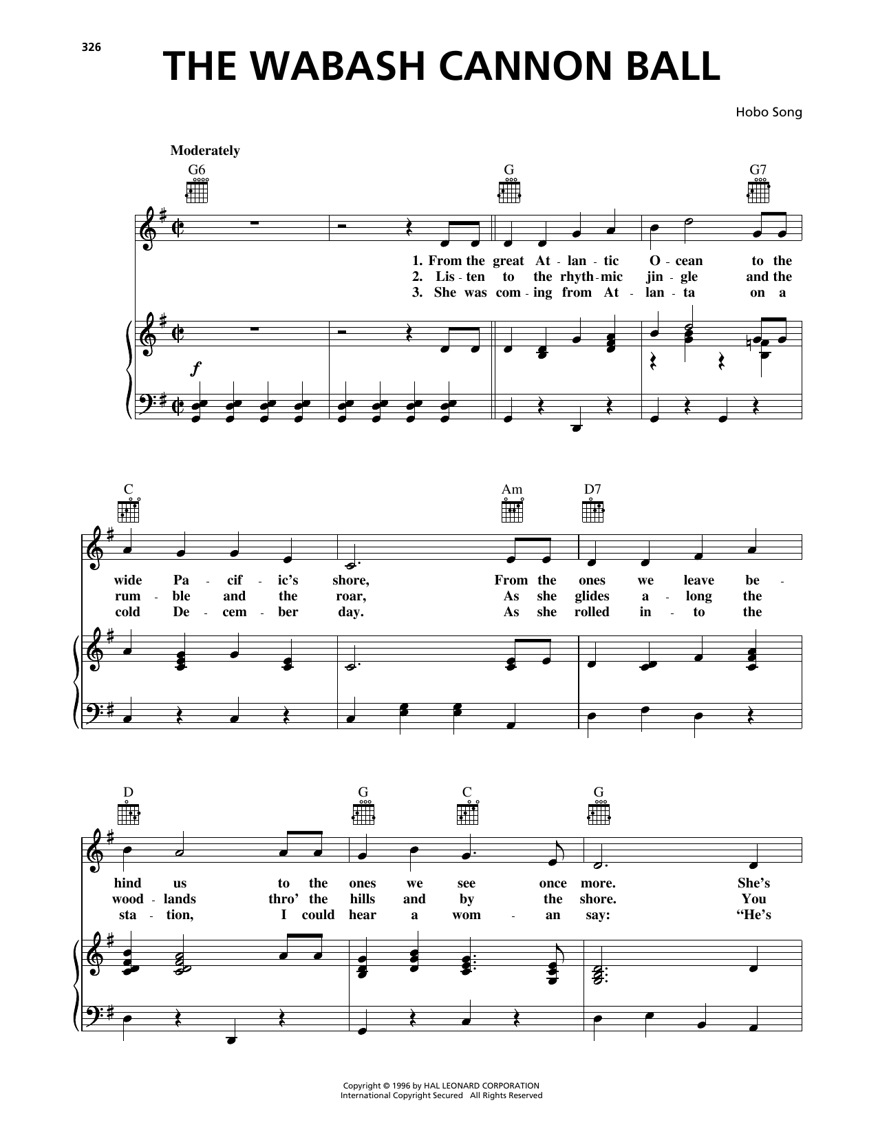 Hobo Song The Wabash Cannon Ball sheet music notes and chords. Download Printable PDF.