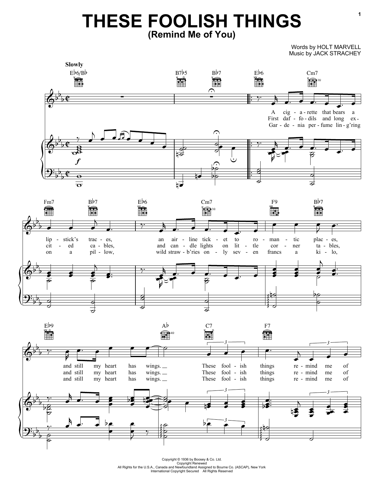 Holt Marvell These Foolish Things (Remind Me Of You) sheet music notes and chords. Download Printable PDF.