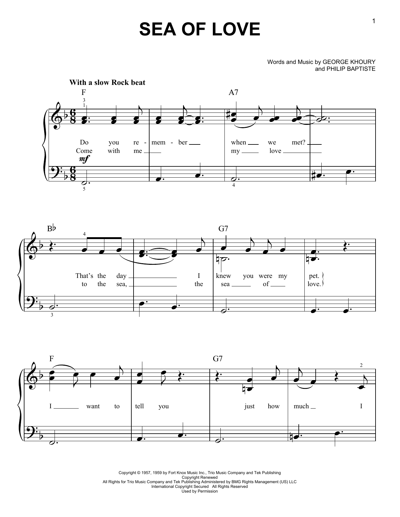 Honeydrippers Sea Of Love sheet music notes and chords. Download Printable PDF.