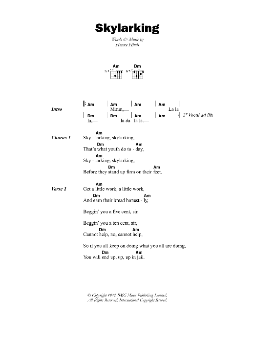 Horace Andy Skylarking sheet music notes and chords arranged for Guitar Chords/Lyrics