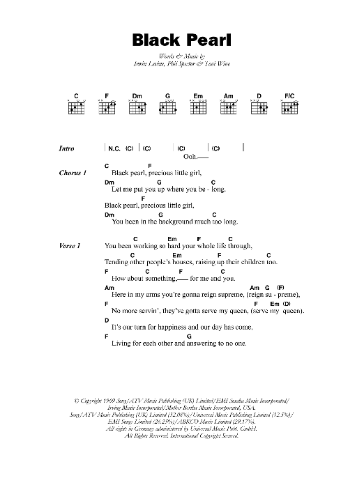 Horace Faith Black Pearl sheet music notes and chords arranged for Guitar Chords/Lyrics