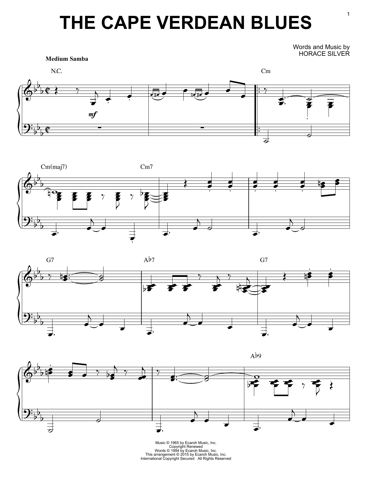 Horace Silver The Cape Verdean Blues (arr. Brent Edstrom) sheet music notes and chords. Download Printable PDF.