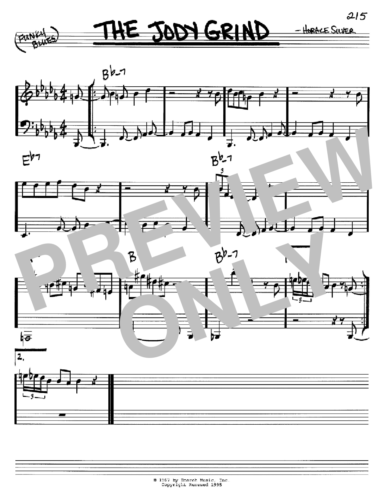 Horace Silver The Jody Grind sheet music notes and chords. Download Printable PDF.