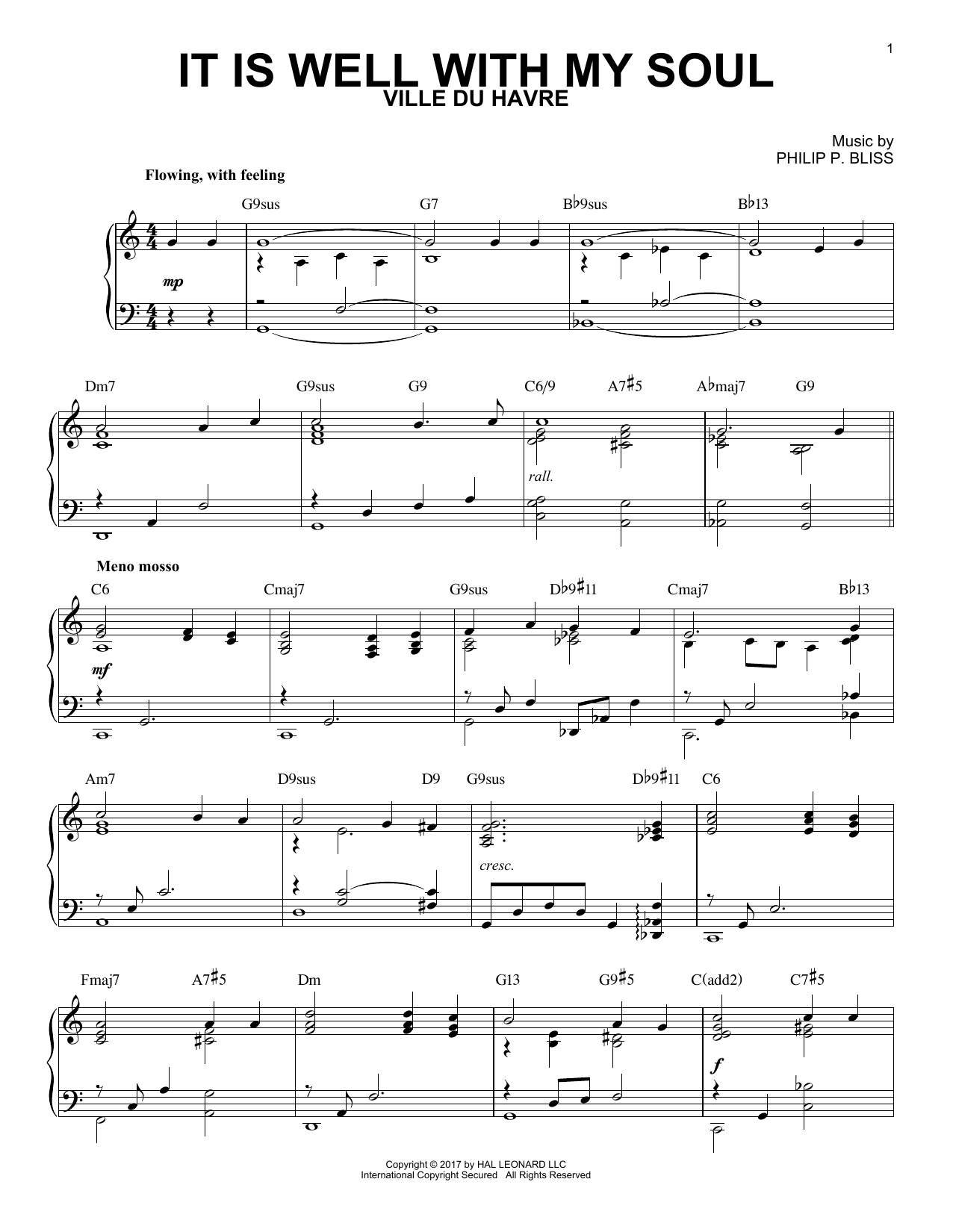 Horatio G. Spafford It Is Well With My Soul [Jazz version] sheet music notes and chords. Download Printable PDF.