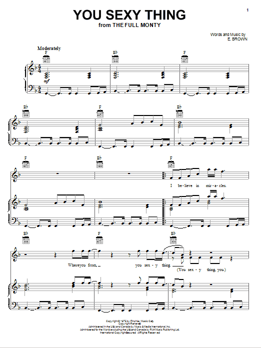 Hot Chocolate You Sexy Thing sheet music notes and chords. Download Printable PDF.