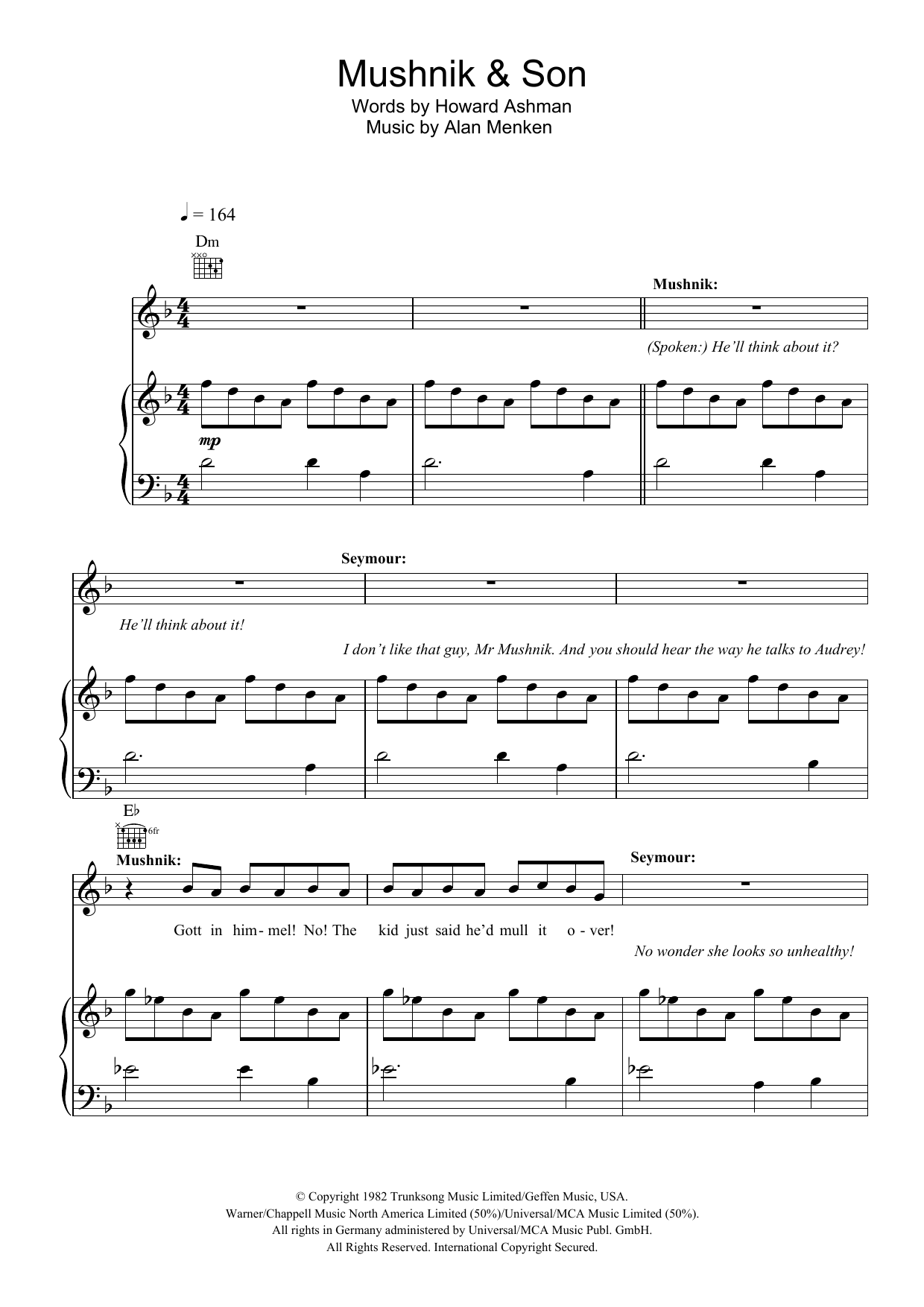 Alan Menken Mushnik And Son sheet music notes and chords. Download Printable PDF.