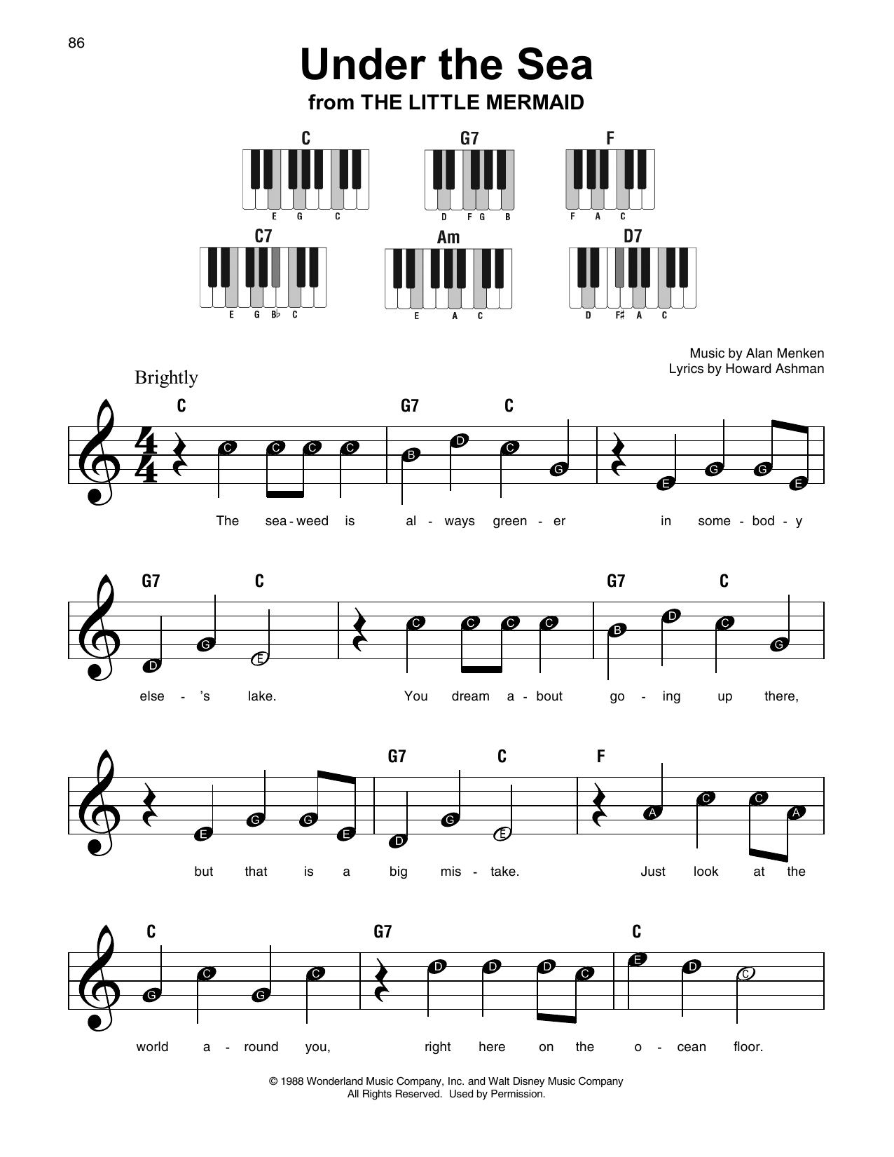 Howard Ashman Under The Sea (from The Little Mermaid) sheet music notes and chords. Download Printable PDF.