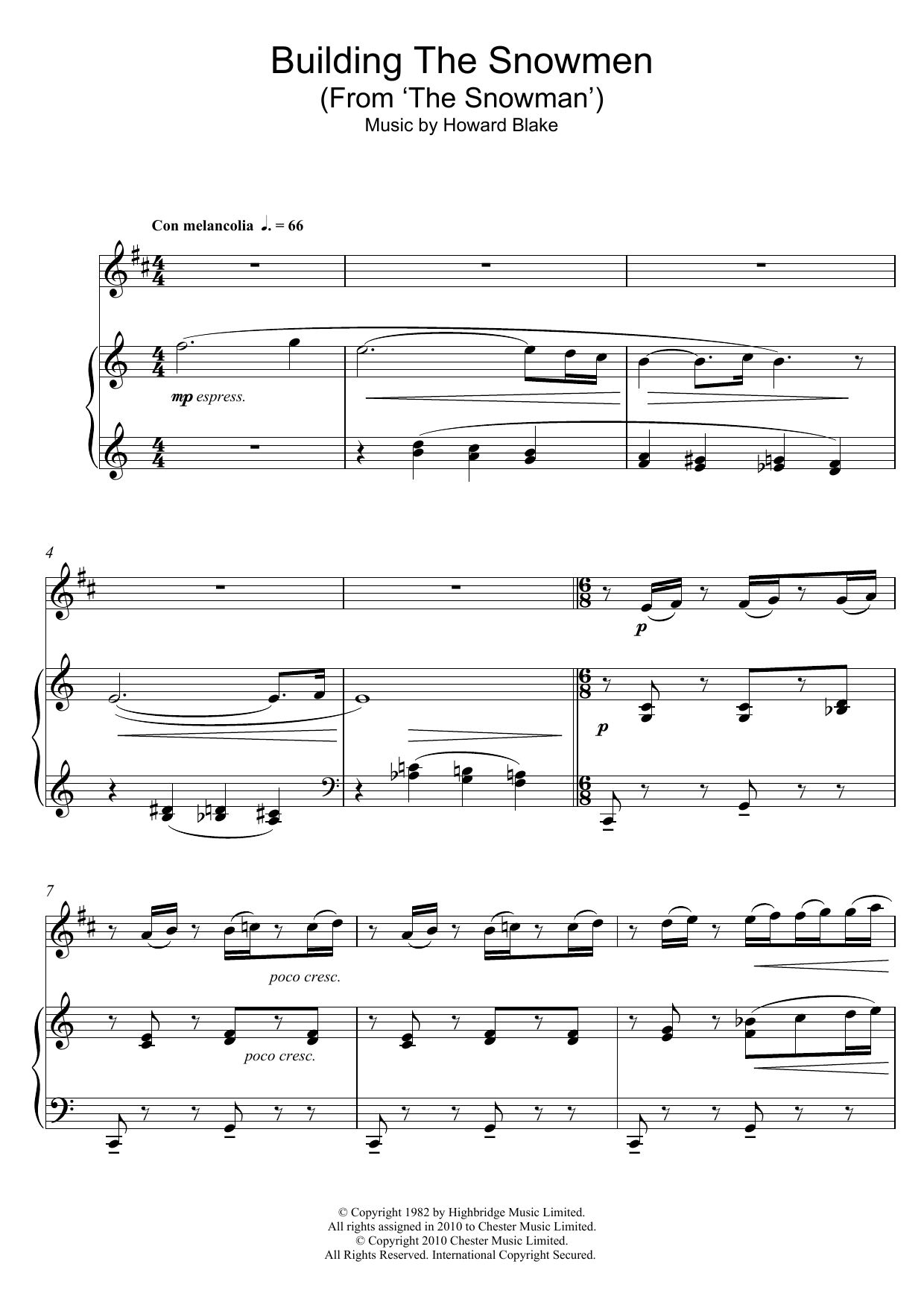 Howard Blake Building The Snowman (From 'The Snowman') sheet music notes and chords. Download Printable PDF.