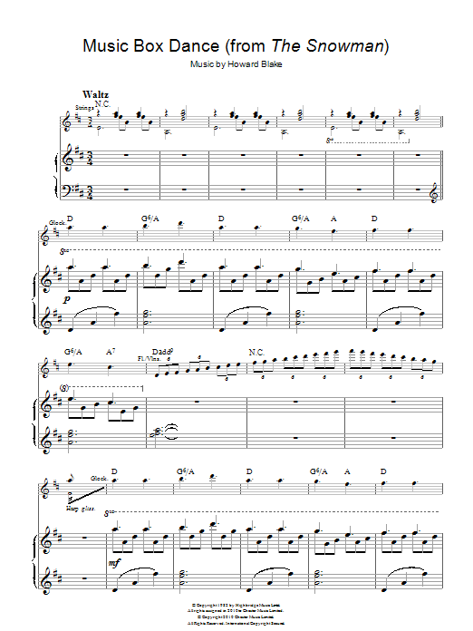 Howard Blake Music Box Dance (from The Snowman) sheet music notes and chords arranged for Trumpet Solo