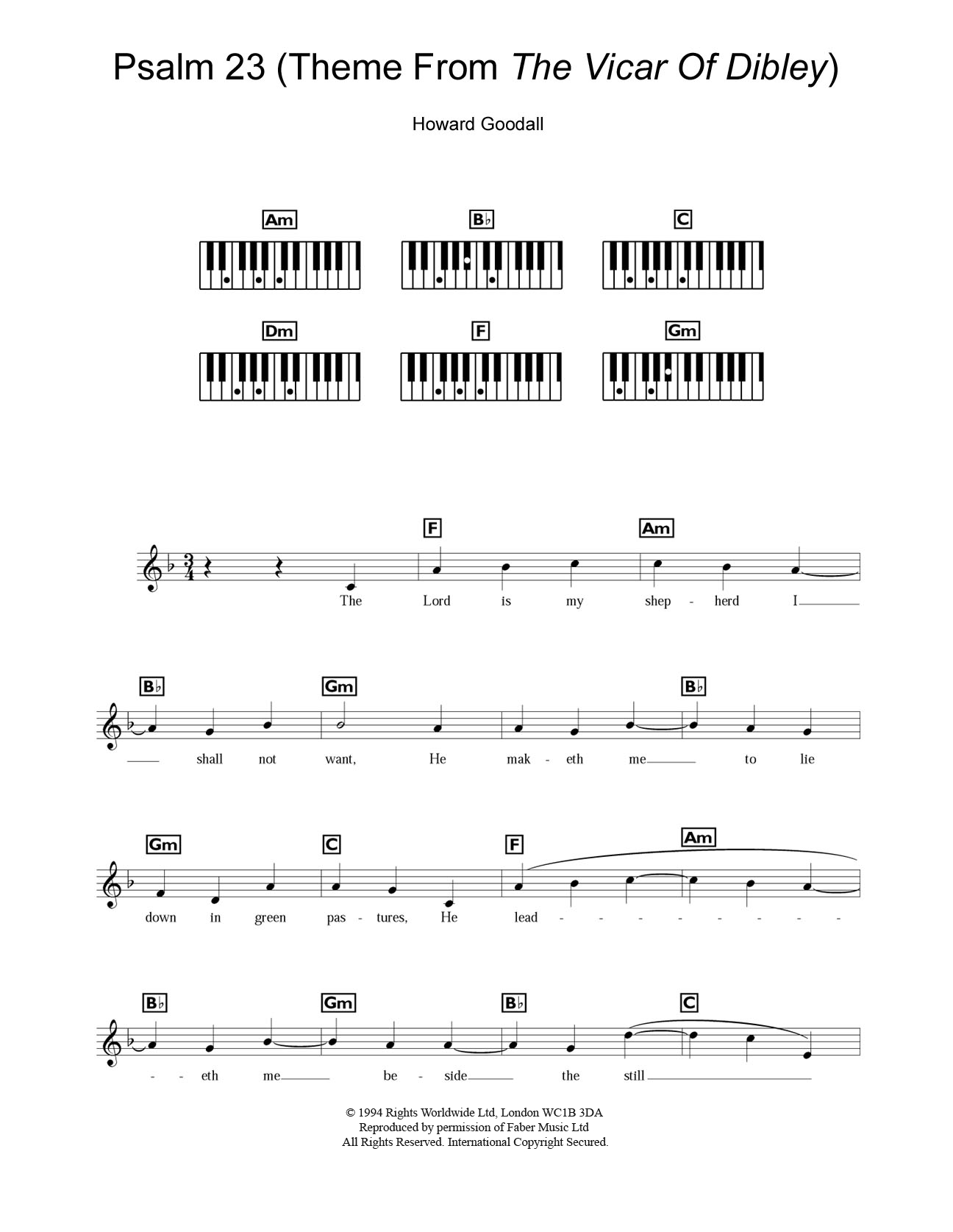 Howard Goodall Psalm 23 - The Lord Is My Shepherd (theme from The Vicar Of Dibley) sheet music notes and chords. Download Printable PDF.