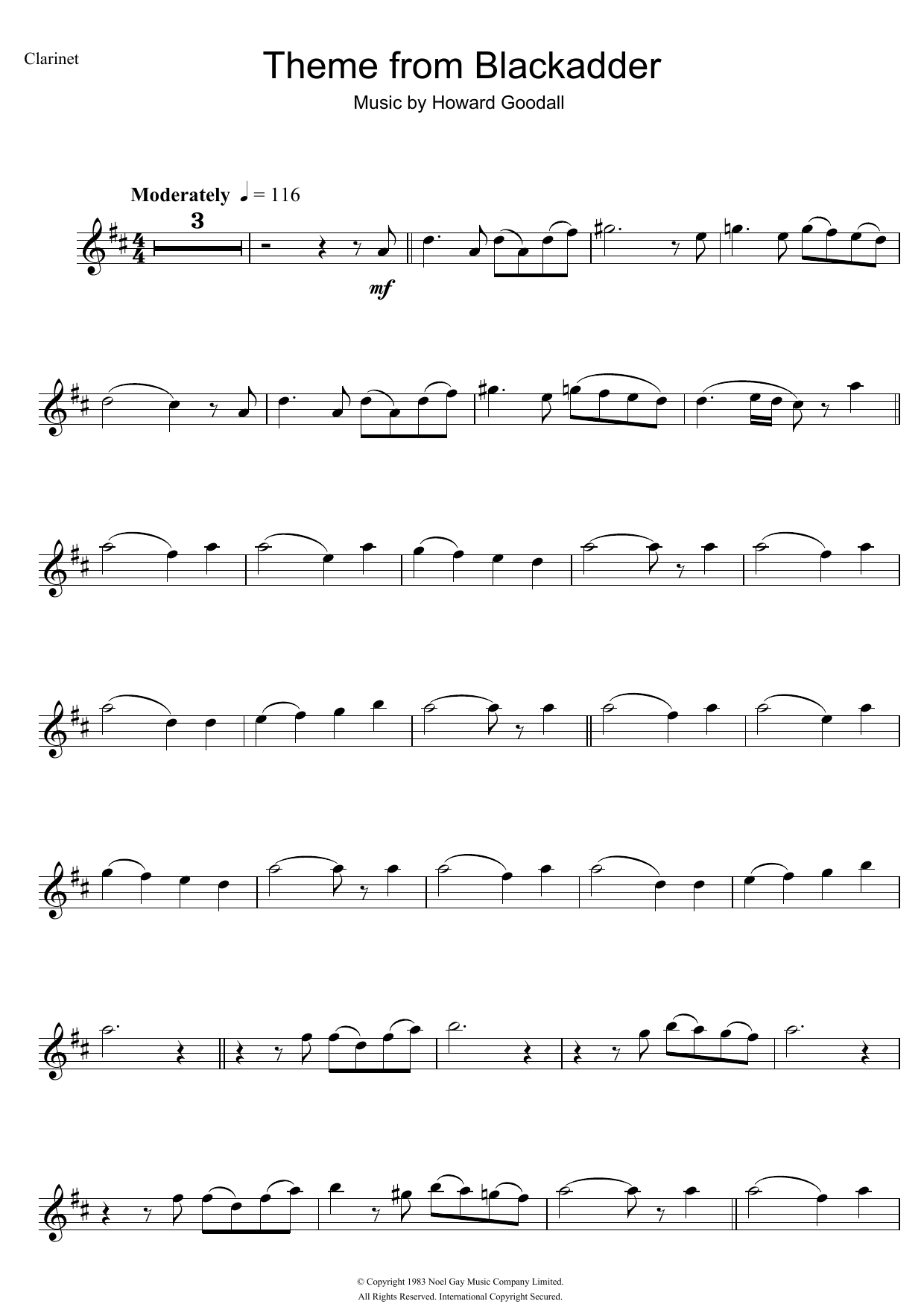 Howard Goodall Theme from Blackadder sheet music notes and chords. Download Printable PDF.