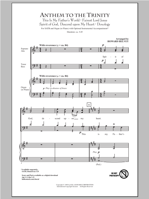 Howard Helvey Anthem Of Trinity sheet music notes and chords. Download Printable PDF.