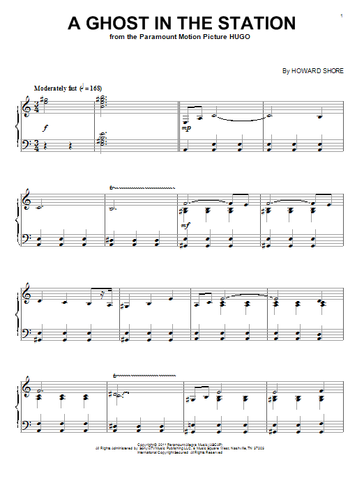 Learn to play Howard Shore A Ghost In The Station sheet music for Piano Solo in minutes. Price: 7.8900$ Howard Shore A Ghost In The Station sheet music notes and chords arranged for Piano Solo