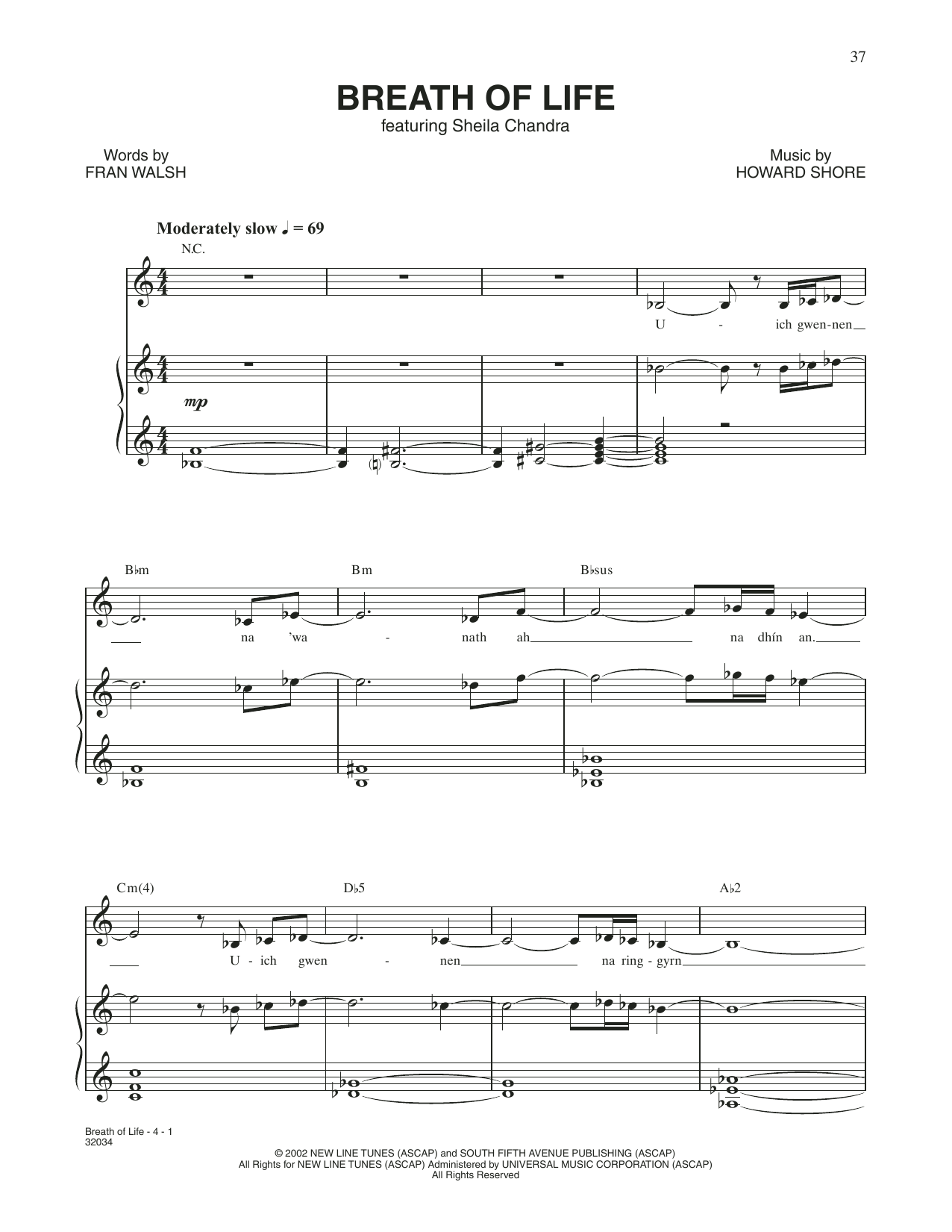 Learn to play Howard Shore Breath Of Life (from The Lord Of The Rings: The Two Towers) sheet music for Piano & Vocal in minutes. Price: 7.8900$ Howard Shore Breath Of Life (from The Lord Of The Rings: The Two Towers) sheet music notes and chords arranged for Piano & Vocal