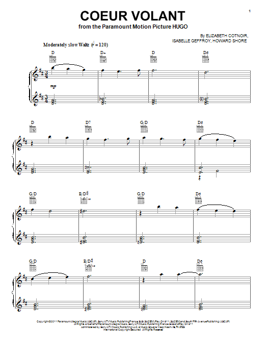 Learn to play Howard Shore Coeur Volant sheet music for Piano, Vocal & Guitar Chords (Right-Hand Melody) in minutes. Price: 7.8900$ Howard Shore Coeur Volant sheet music notes and chords arranged for Piano, Vocal & Guitar Chords (Right-Hand Melody)