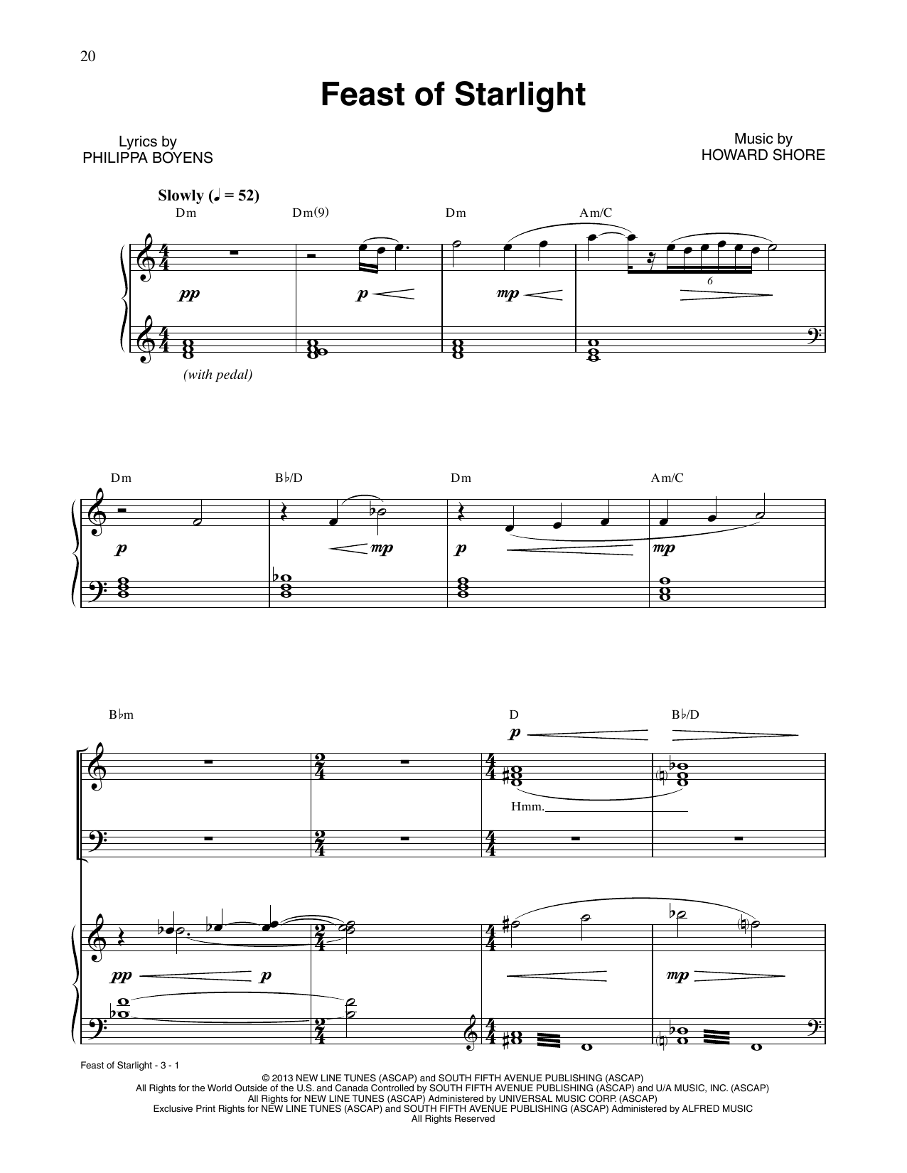 Howard Shore Feast Of Starlight (from The Hobbit: The Desolation of Smaug) sheet music notes and chords. Download Printable PDF.