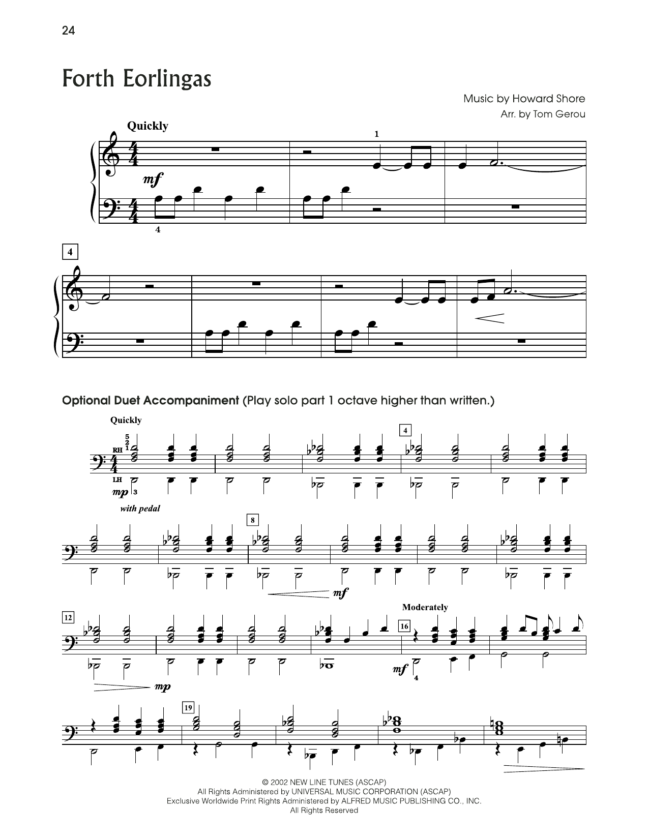 Howard Shore Forth Eorlingas (from The Lord Of The Rings) (arr. Tom Gerou) sheet music notes and chords. Download Printable PDF.