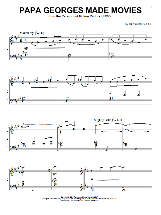 Learn to play Howard Shore Papa Georges Made Movies sheet music for Piano Solo in minutes. Price: 7.8900$ Howard Shore Papa Georges Made Movies sheet music notes and chords arranged for Piano Solo