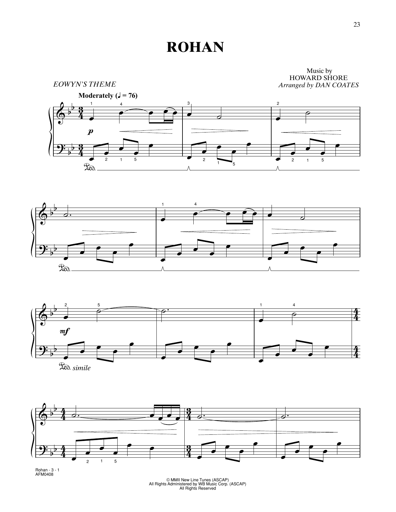 Howard Shore Rohan (from The Lord Of The Rings: The Two Towers) (arr. Dan Coates) sheet music notes and chords. Download Printable PDF.