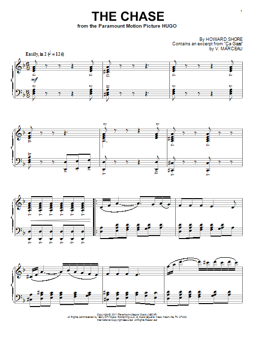 Learn to play Howard Shore The Chase sheet music for Piano Solo in minutes. Price: 7.8900$ Howard Shore The Chase sheet music notes and chords arranged for Piano Solo