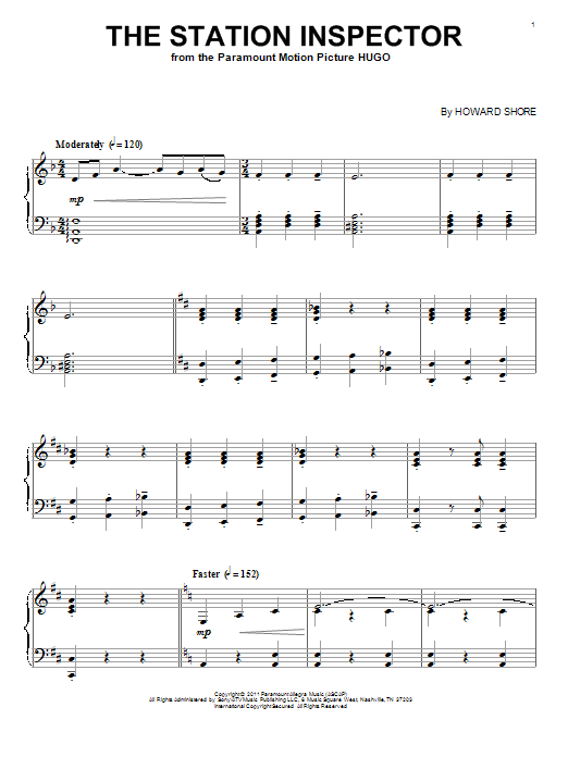 Learn to play Howard Shore The Station Inspector sheet music for Piano Solo in minutes. Price: 7.8900$ Howard Shore The Station Inspector sheet music notes and chords arranged for Piano Solo