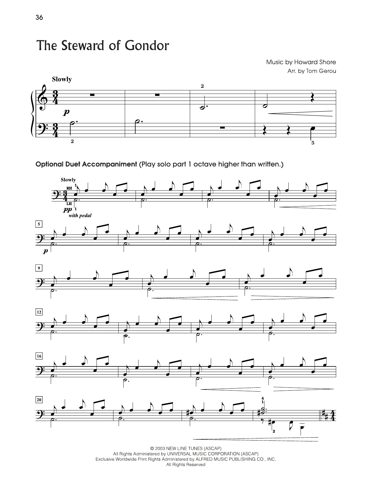 Howard Shore The Steward of Gondor (from The Lord Of The Rings) (arr. Tom Gerou) sheet music notes and chords. Download Printable PDF.