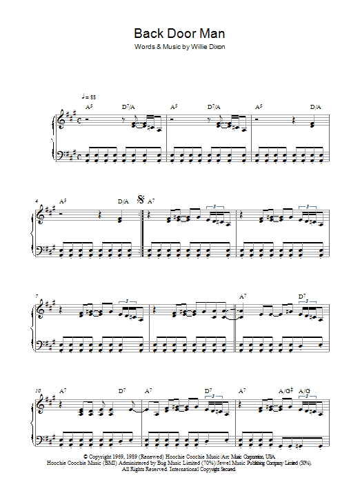 Learn to play Howlin' Wolf Back Door Man sheet music for Piano Solo in minutes. Price: 7.8900$ Howlin' Wolf Back Door Man sheet music notes and chords arranged for Piano Solo