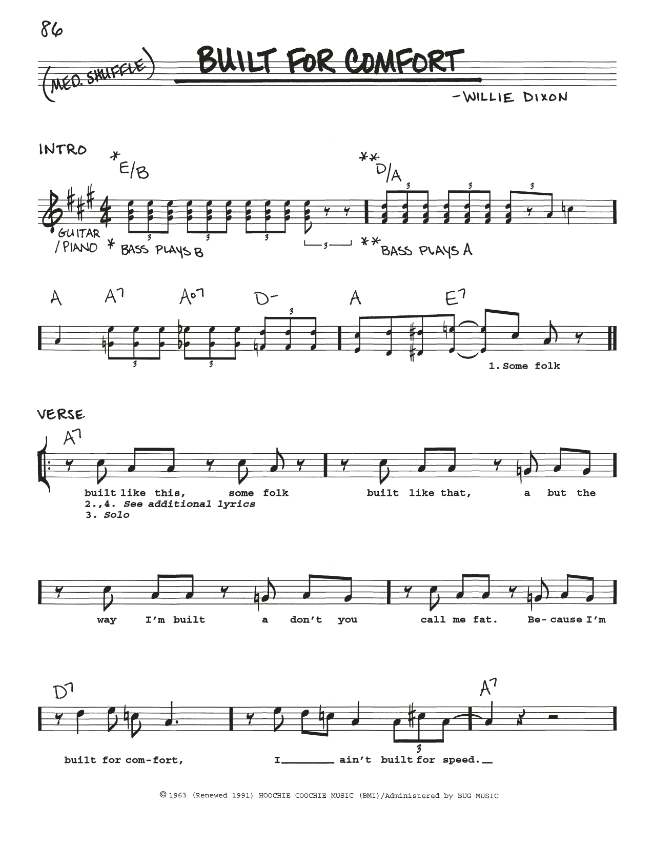 Howlin' Wolf Built For Comfort sheet music notes and chords arranged for Real Book – Melody, Lyrics & Chords